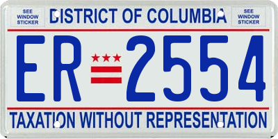 DC license plate ER2554