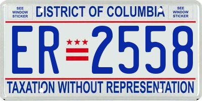 DC license plate ER2558