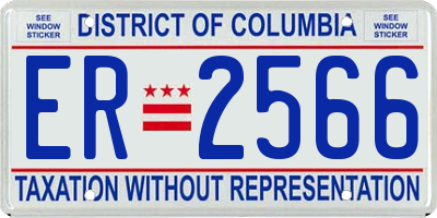 DC license plate ER2566