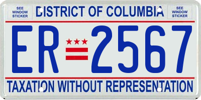 DC license plate ER2567