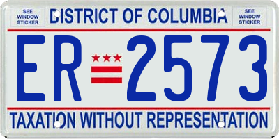 DC license plate ER2573