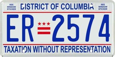 DC license plate ER2574