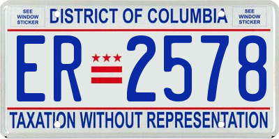 DC license plate ER2578