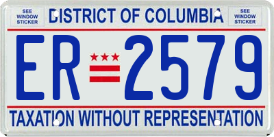 DC license plate ER2579