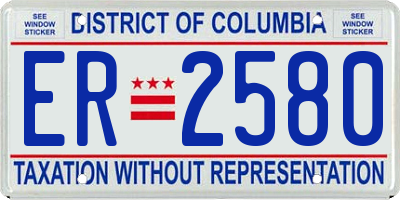 DC license plate ER2580