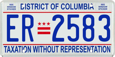 DC license plate ER2583