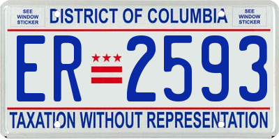 DC license plate ER2593