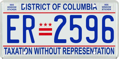 DC license plate ER2596