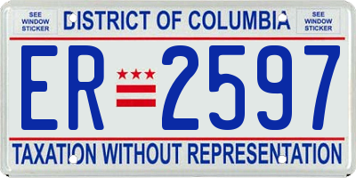 DC license plate ER2597