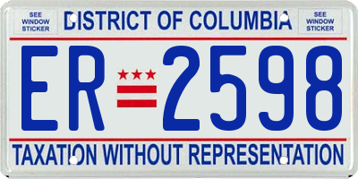 DC license plate ER2598