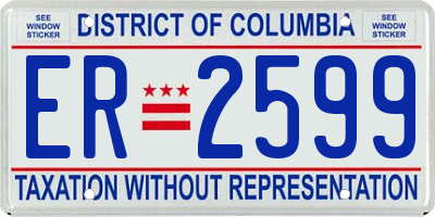 DC license plate ER2599