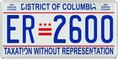 DC license plate ER2600