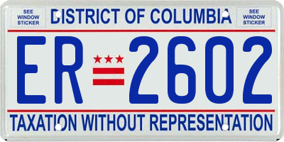 DC license plate ER2602