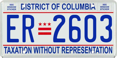 DC license plate ER2603