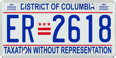 DC license plate ER2618