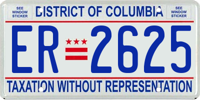 DC license plate ER2625