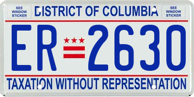 DC license plate ER2630
