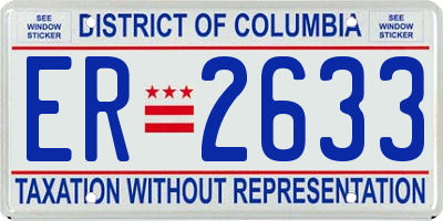 DC license plate ER2633