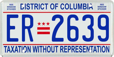 DC license plate ER2639