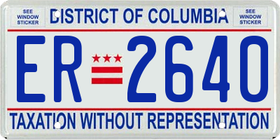 DC license plate ER2640