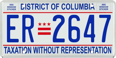 DC license plate ER2647