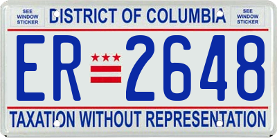 DC license plate ER2648