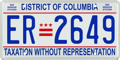 DC license plate ER2649
