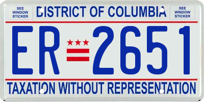 DC license plate ER2651
