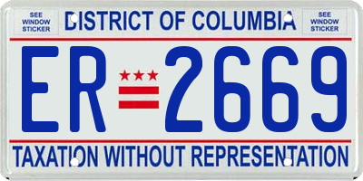 DC license plate ER2669