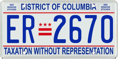 DC license plate ER2670