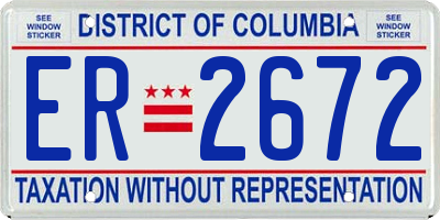 DC license plate ER2672