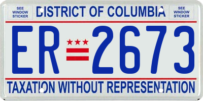 DC license plate ER2673