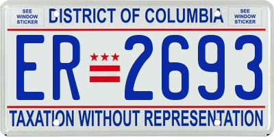 DC license plate ER2693