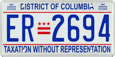 DC license plate ER2694