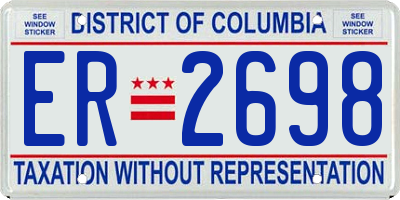 DC license plate ER2698