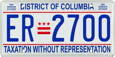 DC license plate ER2700
