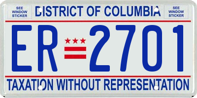 DC license plate ER2701