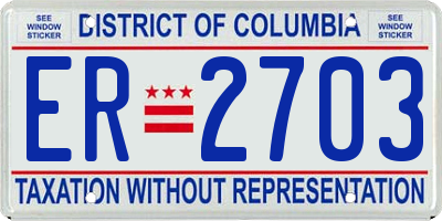 DC license plate ER2703