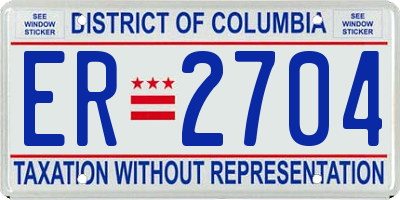 DC license plate ER2704