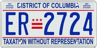 DC license plate ER2724
