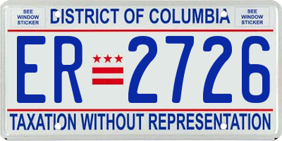 DC license plate ER2726