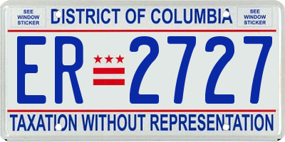 DC license plate ER2727