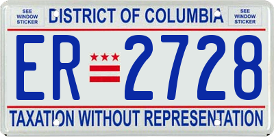 DC license plate ER2728