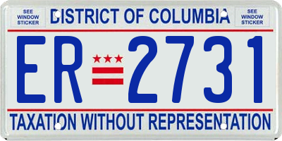 DC license plate ER2731