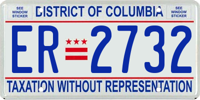DC license plate ER2732