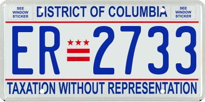 DC license plate ER2733