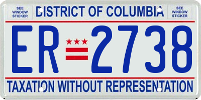 DC license plate ER2738