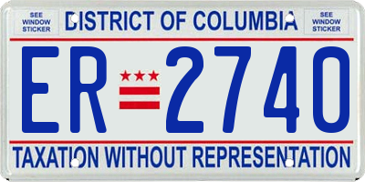 DC license plate ER2740