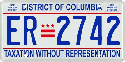 DC license plate ER2742