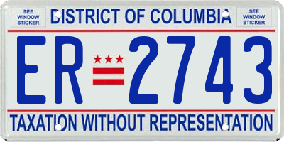 DC license plate ER2743